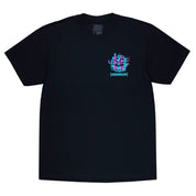 Black short sleeve Hoonigan TREADWEAR t-shirt featuring a vibrant graphic logo on the chest, perfect for car enthusiasts.