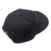 Black unstructured snapback hat featuring a curved brim and Hoonigan logo for motorsport enthusiasts.