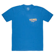 Blue short sleeve t-shirt featuring a colorful US Mags logo on the chest, perfect for automotive enthusiasts.