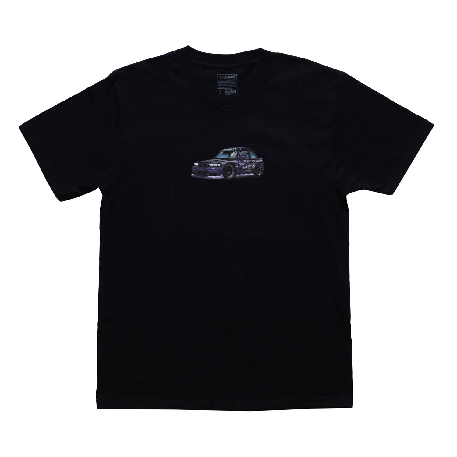 Hoonigan SD Series short sleeve tee featuring a bold graphic design on a black background.
