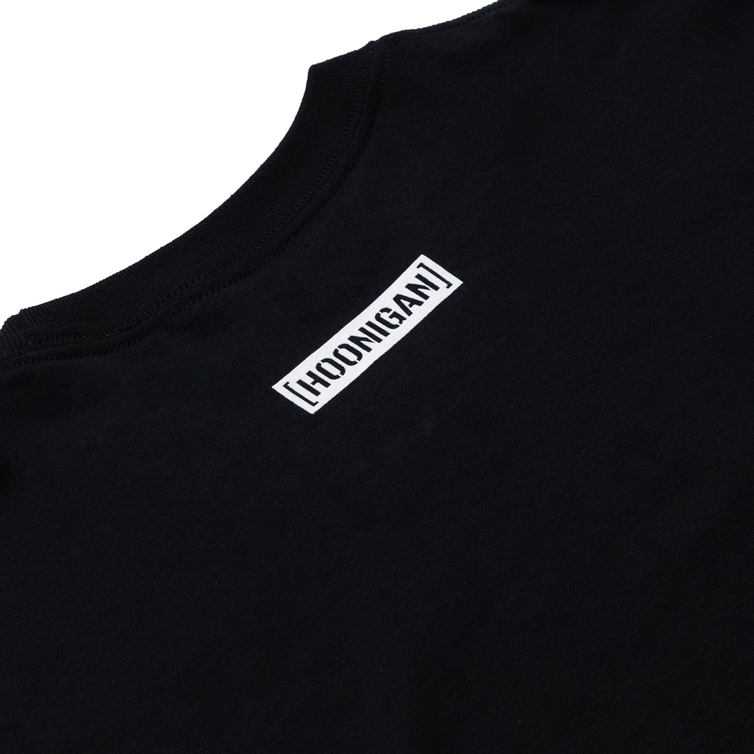 Hoonigan SD Series short sleeve tee featuring graphic logo design in black and white on a light gray background.