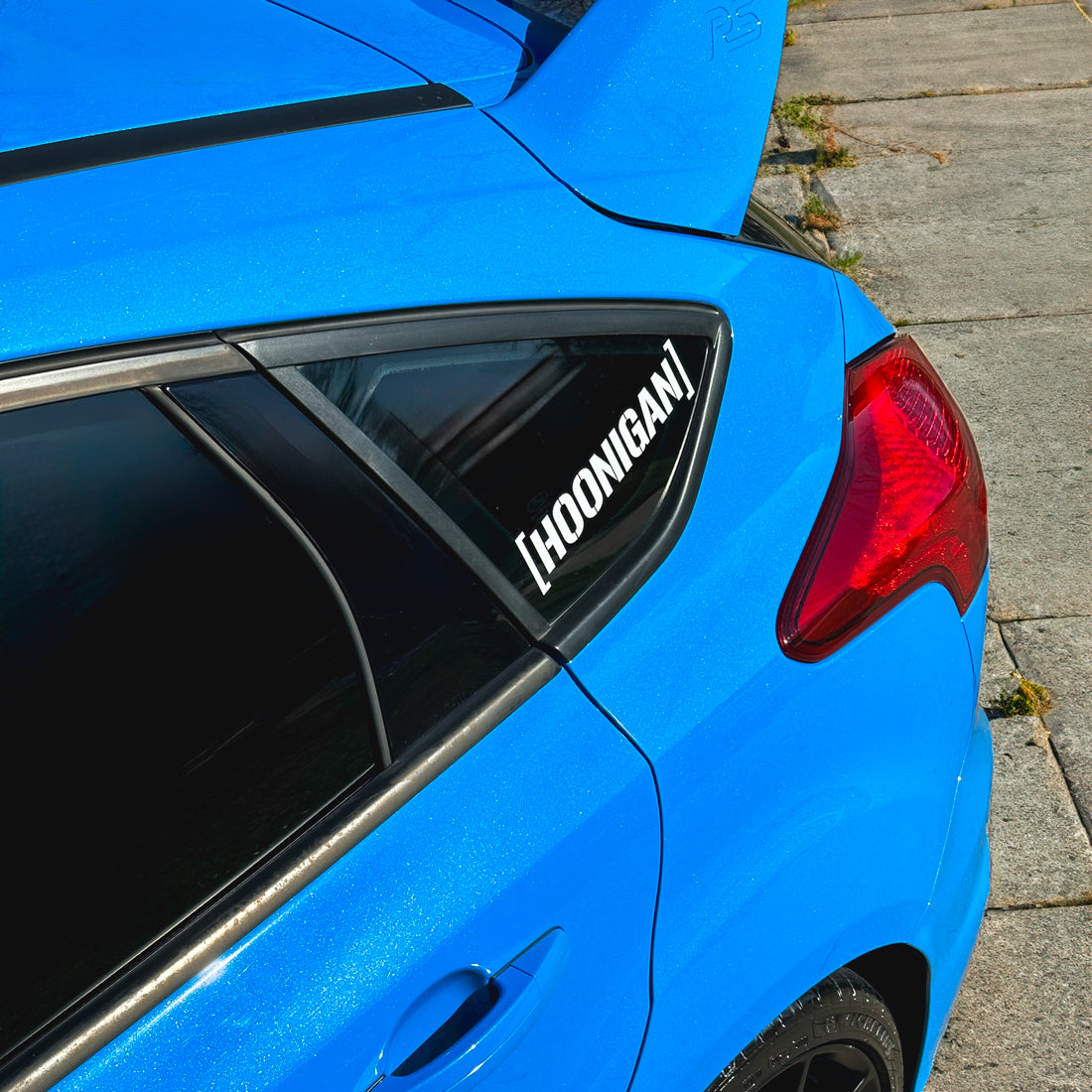 Hoonigan small die-cut censor bar bracket logo sticker, 10 inches, featuring a bold black design on a white background.