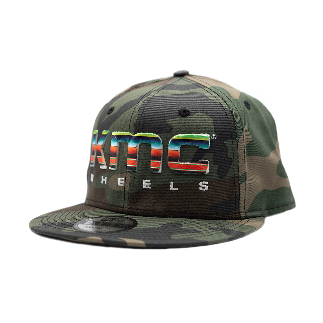 KMC BLANKET Snapback Hat with a camouflaged pattern and embroidered logo.
