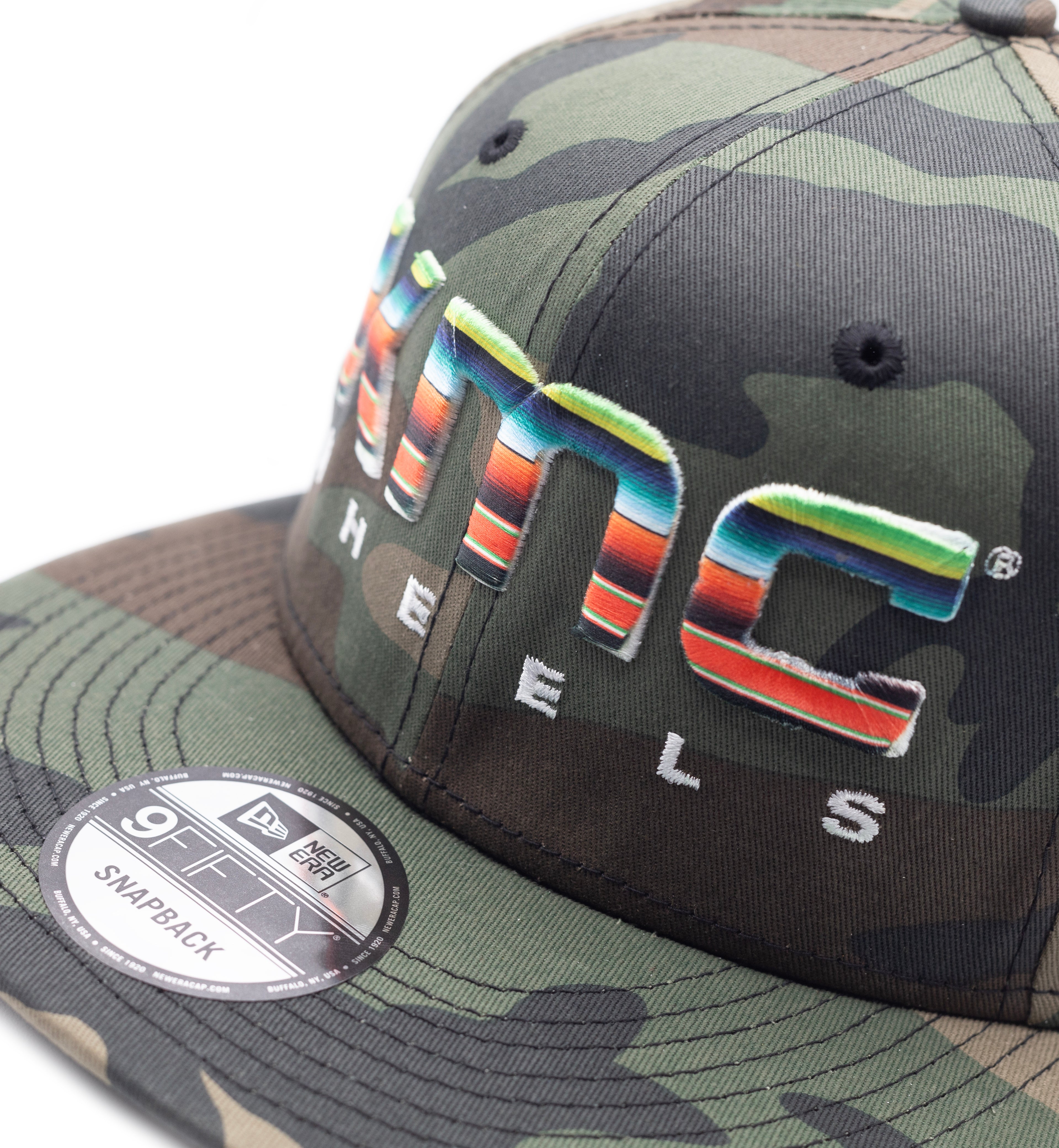 KMC BLANKET Snapback Hat in camo design with KMC logo on the front.