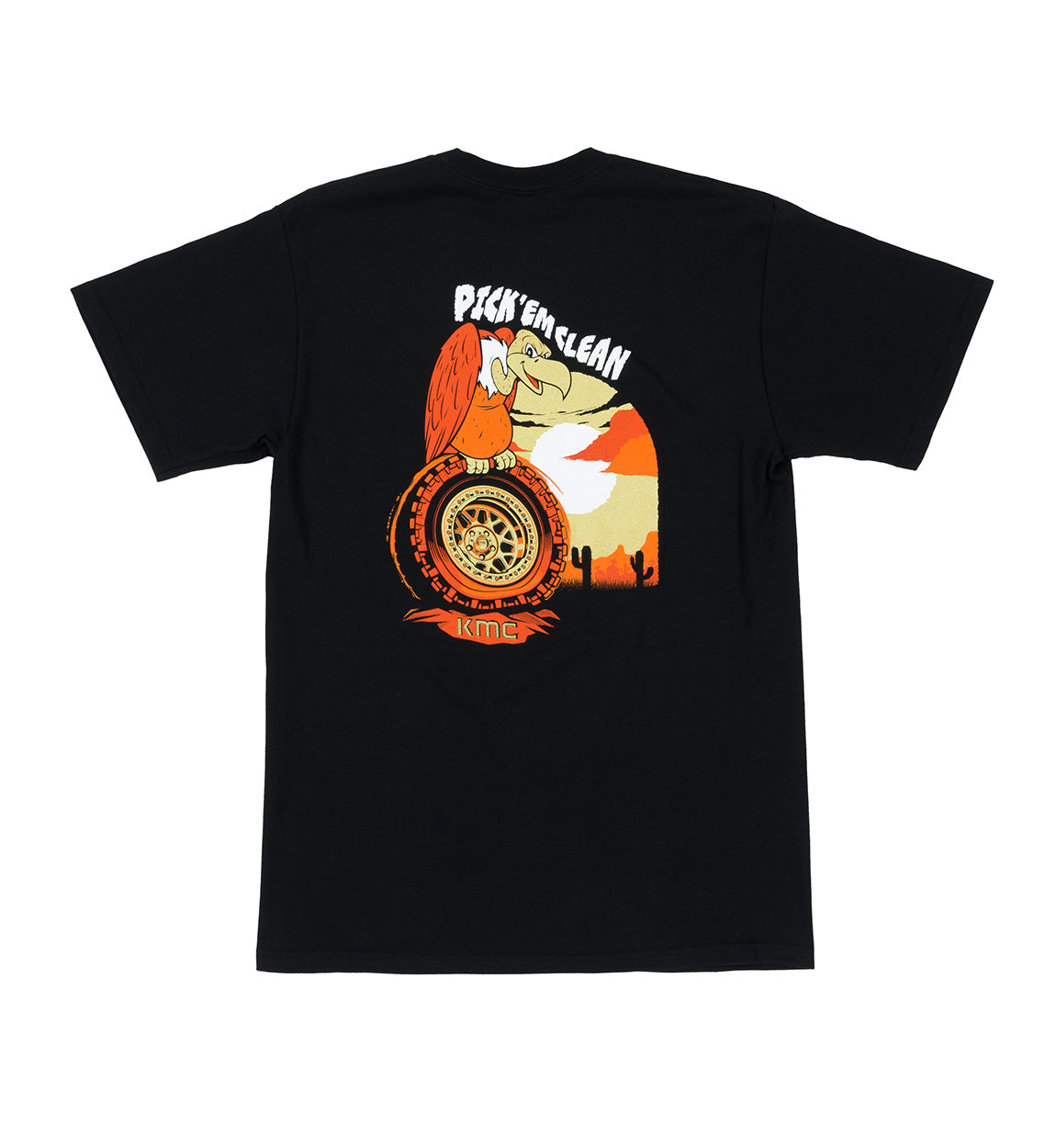 KMC Pick'em Clean Short Sleeve Tee in black featuring a graphic design on the front.