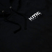 KMC Wheels logo hoodie in black, featuring a large white KMC logo on the front.