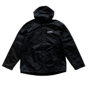 Black KMC jacket with a sleek design and zip closure, featuring two side pockets and a subtle logo on the chest.
