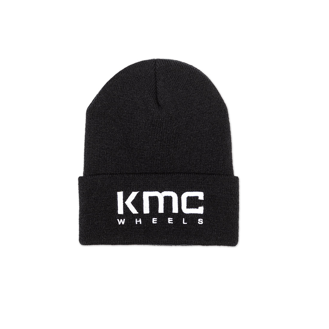 KMC Logo Cuff Beanie in black with embroidered white logo on the front.