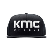 KMC LOGO Snapback Hat featuring a bold KMC logo on a black cap with an adjustable snapback closure.
