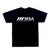 Black short sleeve tee featuring the MSA logo on the front.