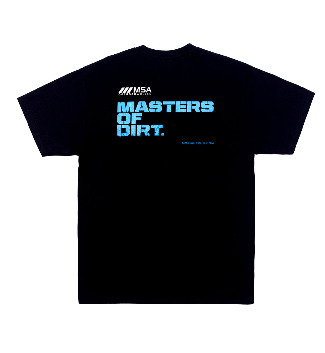 MSA Masters of Dirt short sleeve black tee shirt with a graphic design on the back.