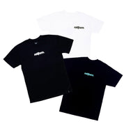 Rotiform STAPLE Short Sleeve Tee in black with white logo on the chest, featuring a relaxed fit and soft fabric.