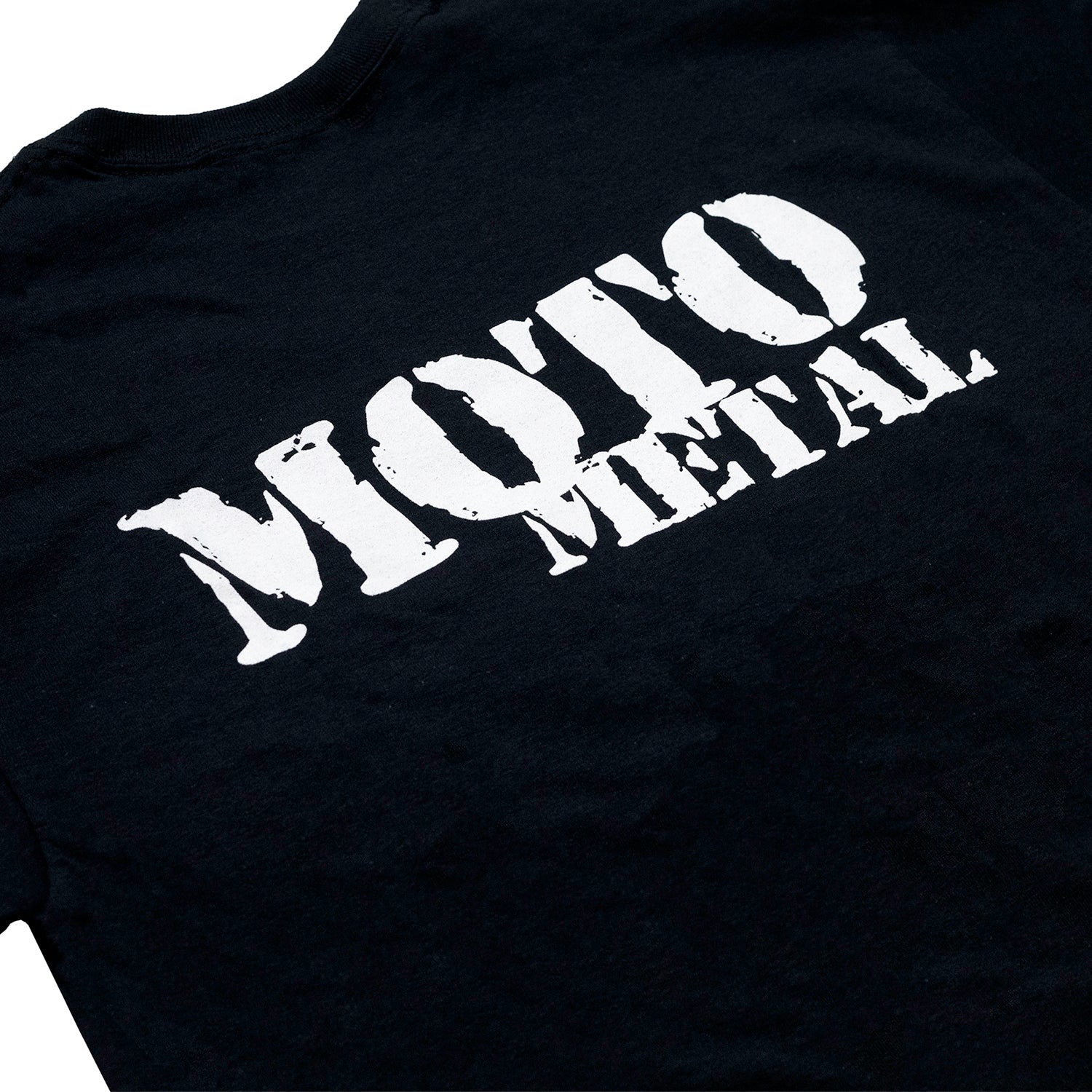 Black Moto Metal LEGACY short sleeve tee with white logo graphic on the front.
