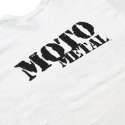 Moto Metal LEGACY Short Sleeve Tee in white with black logo graphic on the front.