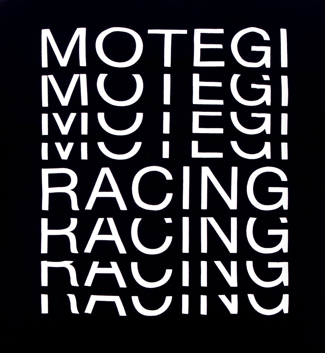 Back view of the Motegi RACE REPEAT short sleeve black tee featuring a bold graphic design.