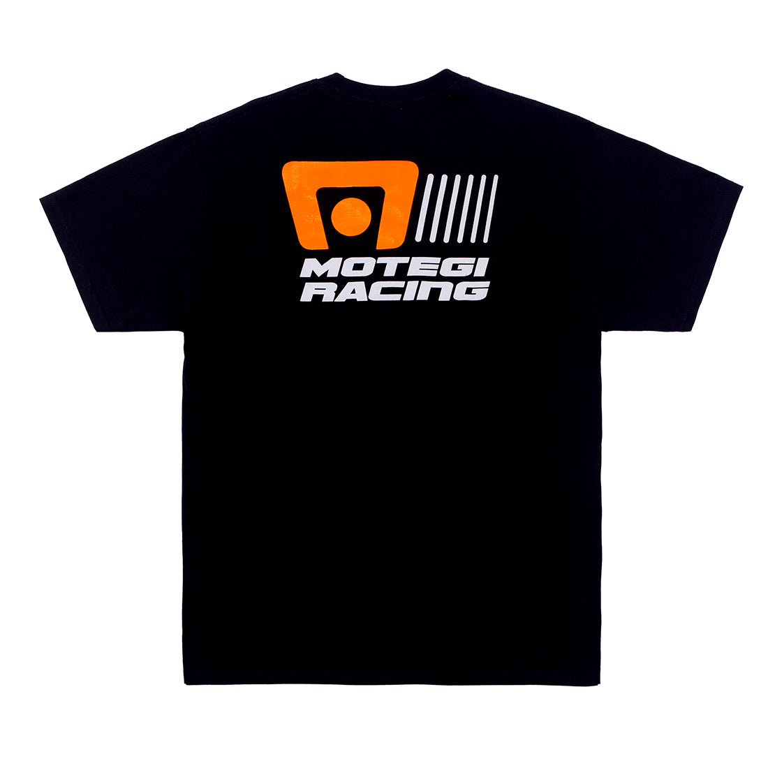 Motegi Racing logo short sleeve tee, black, featuring a bold logo design on the back.