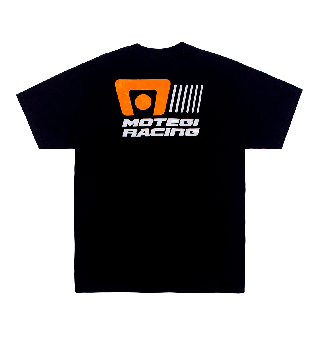 Motegi Racing logo short sleeve tee, black, featuring a bold logo design on the back.