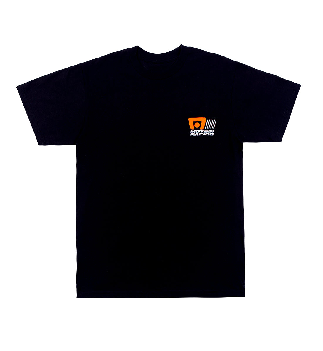 Black short sleeve tee featuring the Motegi Racing logo prominently on the front.