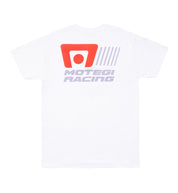 Motegi Racing logo short sleeve tee in white, featuring a bold graphic logo on the back.