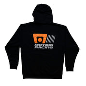 Motegi Racing logo hoodie featuring a front graphic print on a black background.