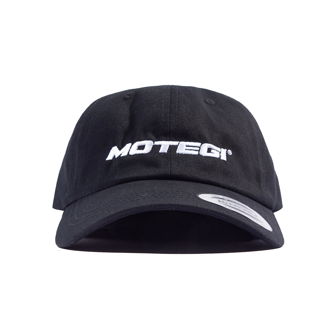 Black unstructured snapback hat featuring the Motegi logo on the front.