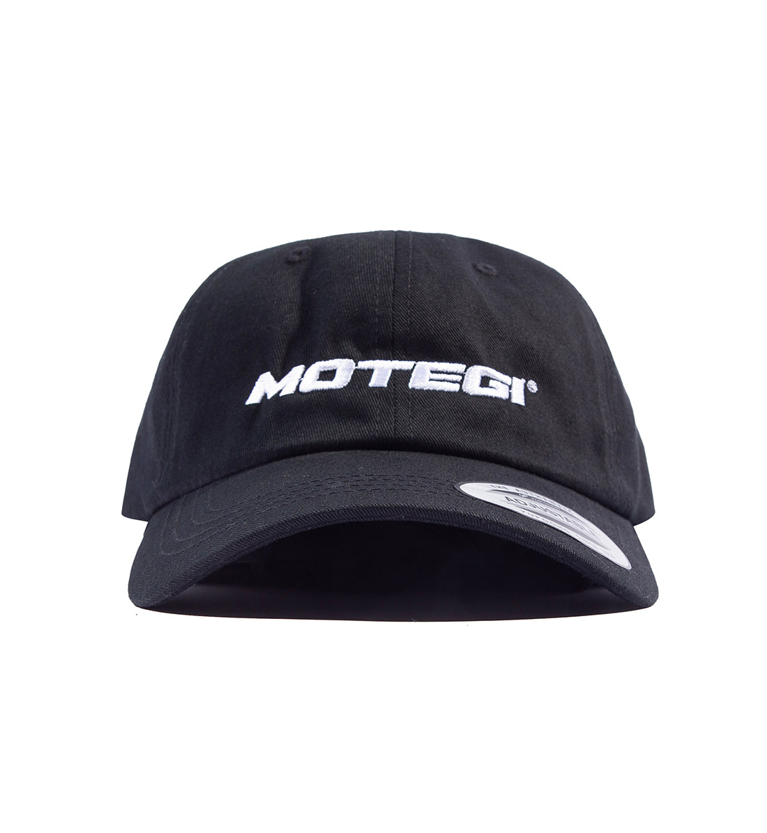 Black unstructured snapback hat featuring the Motegi logo on the front.