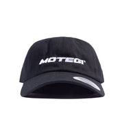 Black unstructured snapback hat featuring the Motegi logo on the front.