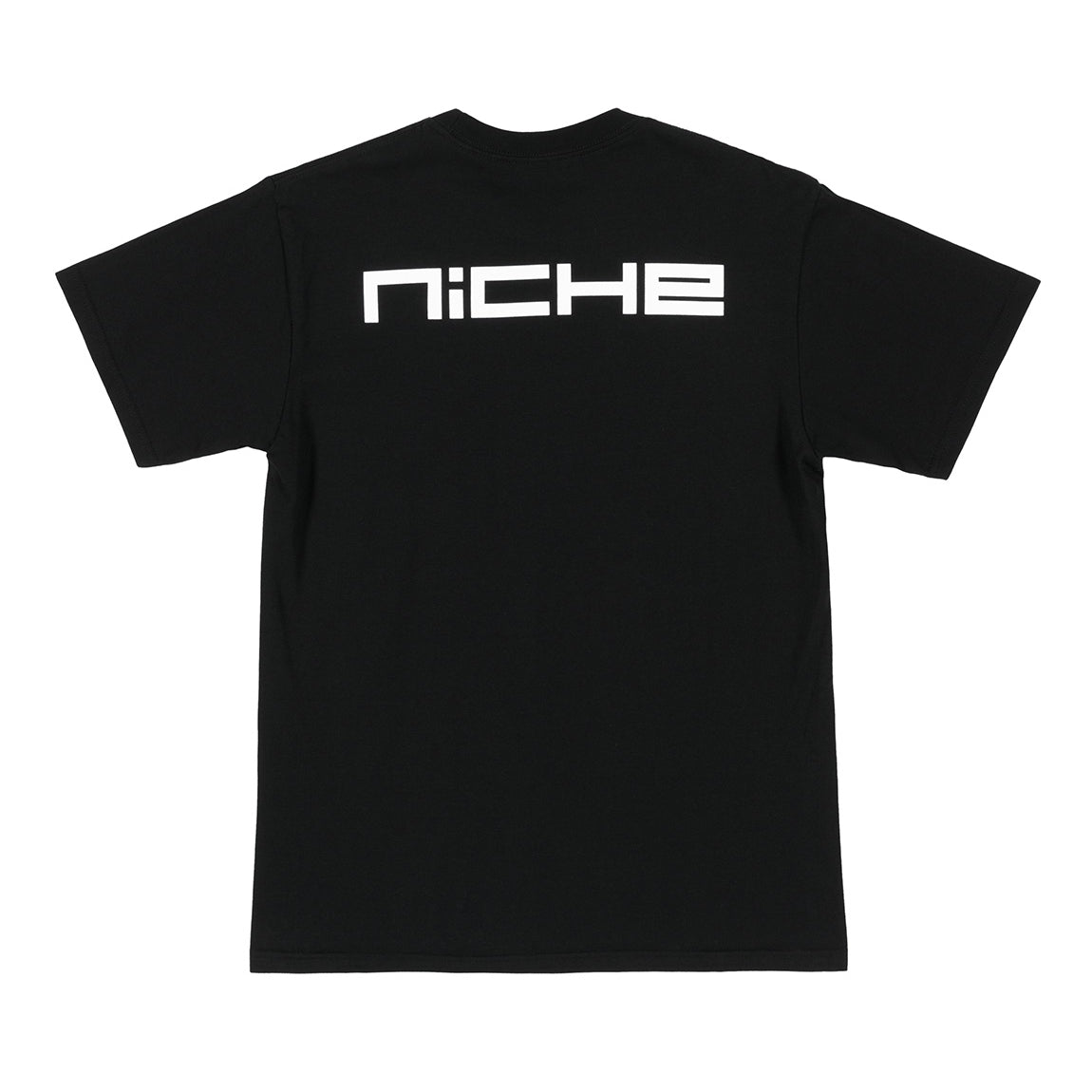 Niche Logo Short Sleeve Tee in black featuring a stylish white logo on the front.