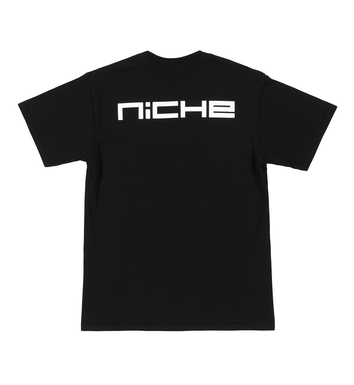 Niche Logo Short Sleeve Tee in black featuring a stylish white logo on the front.