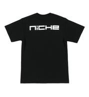 Niche Logo Short Sleeve Tee in black featuring a stylish white logo on the front.