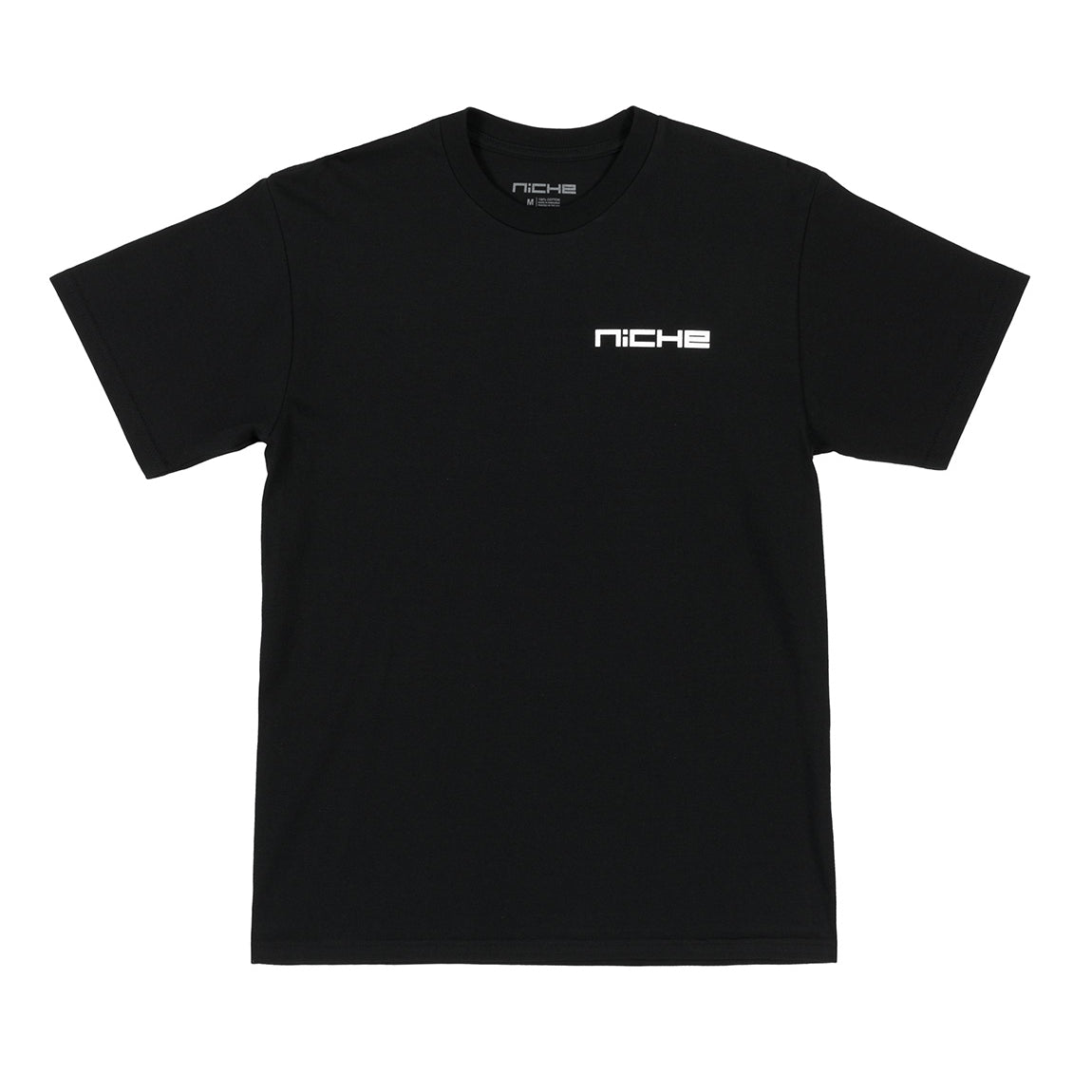 Niche Logo Short Sleeve Tee in black with white logo displayed on the front.