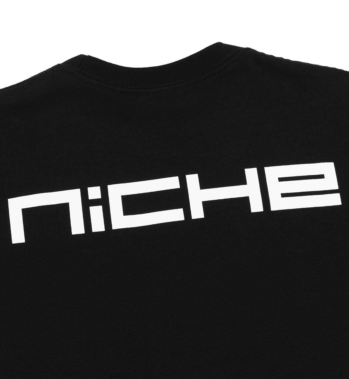 Niche Logo Short Sleeve Tee in black, featuring a prominent white logo on the chest, displayed on a plain background.