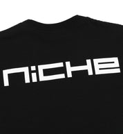 Niche Logo Short Sleeve Tee in black, featuring a prominent white logo on the chest, displayed on a plain background.