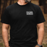 Black Rhino FLYER Short Sleeve Tee in dark color, featuring the logo prominently displayed on the front, set against a minimal background.