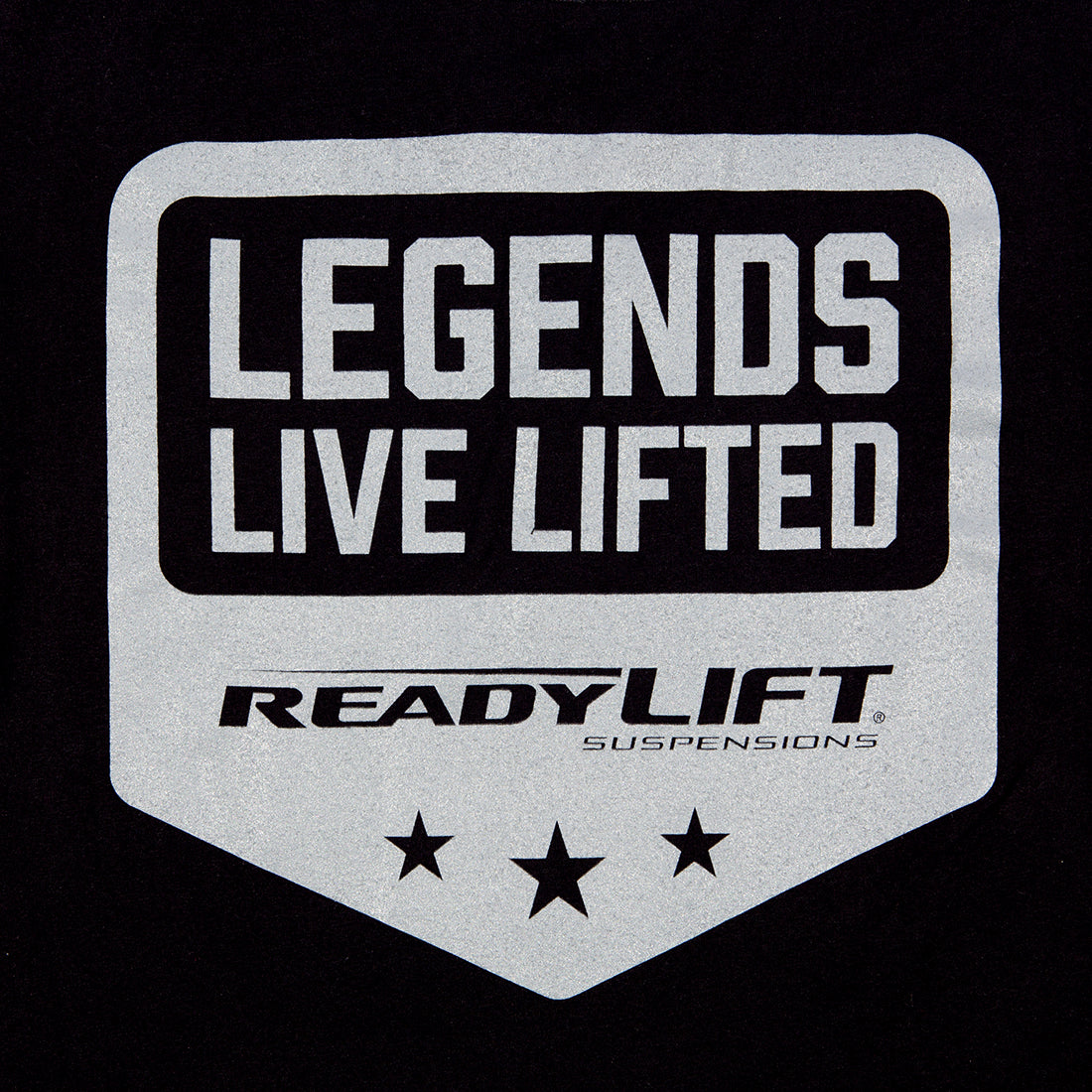 ReadyLift LEGENDS LIVE LIFTED black short sleeve tee featuring a back design detail.