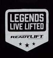 ReadyLift LEGENDS LIVE LIFTED black short sleeve tee featuring a back design detail.