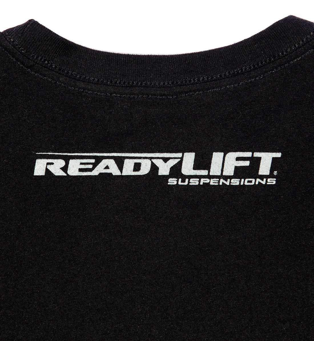 Black ReadyLift RDYLFT short sleeve tee showcasing the back design with a bold logo.