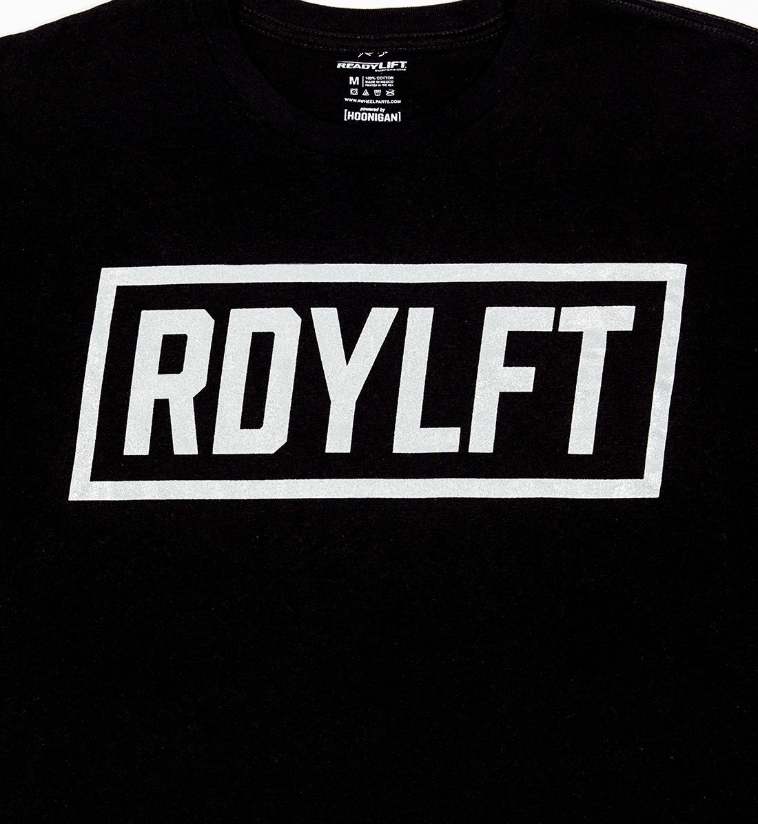 Black ReadyLift RDYLFT short sleeve tee featuring a bold logo design on the front.