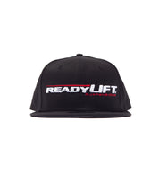 ReadyLift snapback hat featuring a black design with the ReadyLift logo prominently on the front.