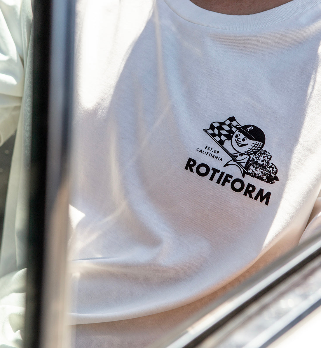 Rotiform Racing Gentlemen Short Sleeve Tee in cream, featuring a bold graphic design on the front.