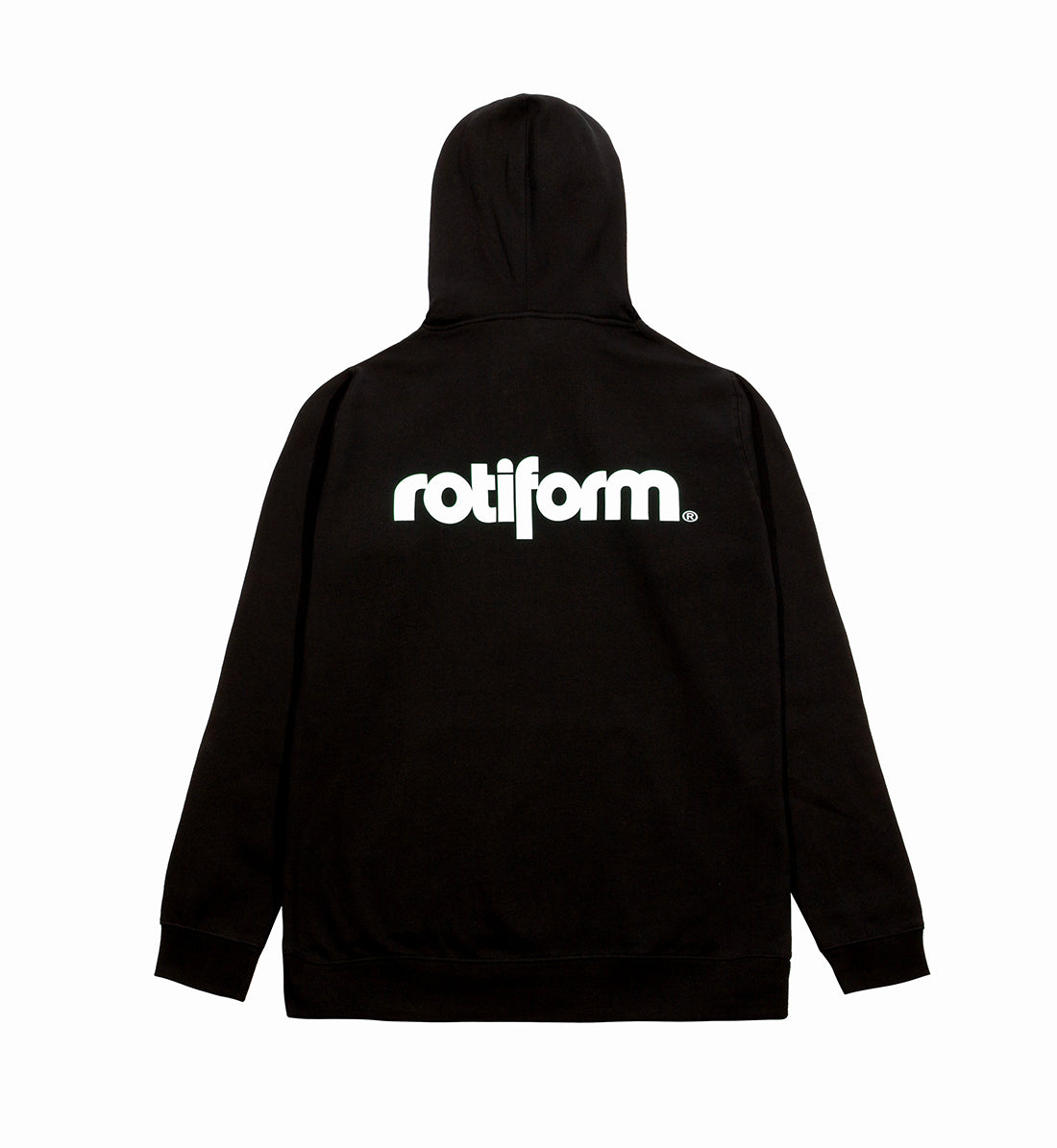 Rotiform STAPLE Hoodie in black and white, featuring a bold logo on the back, designed for casual wear.