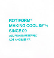 White Rotiform short sleeve tee featuring "MAKING COOL $#*&" printed on the front.