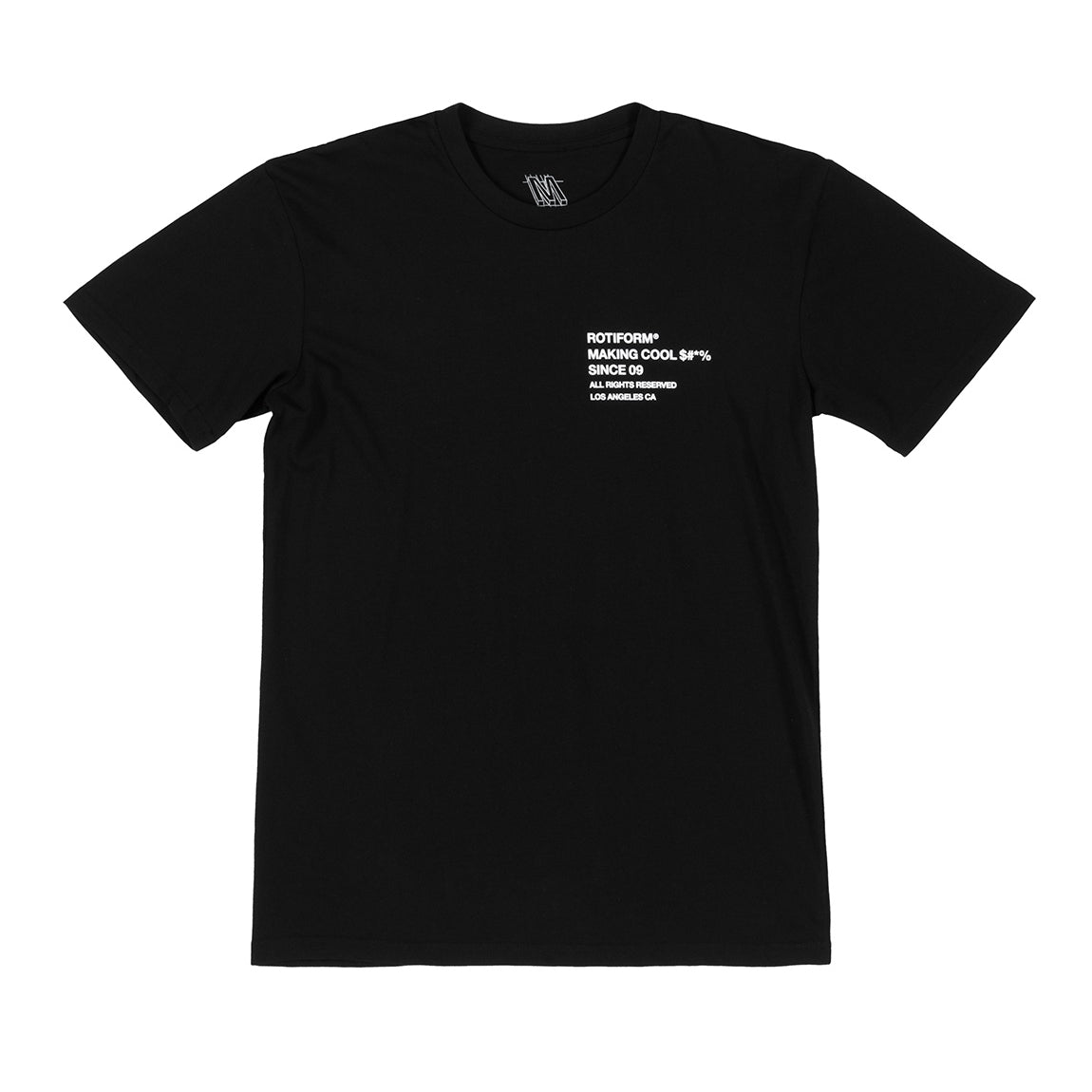 Black short sleeve tee featuring "MAKING COOL $#*&" graphic printed on the front in bold white letters, designed by Rotiform.