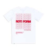 Black short sleeve tee featuring "HAVE A NICE DAY" graphic in vibrant colors by Rotiform.