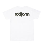 Rotiform STAPLE short sleeve tee in black featuring a large white Rotiform logo on the back.
