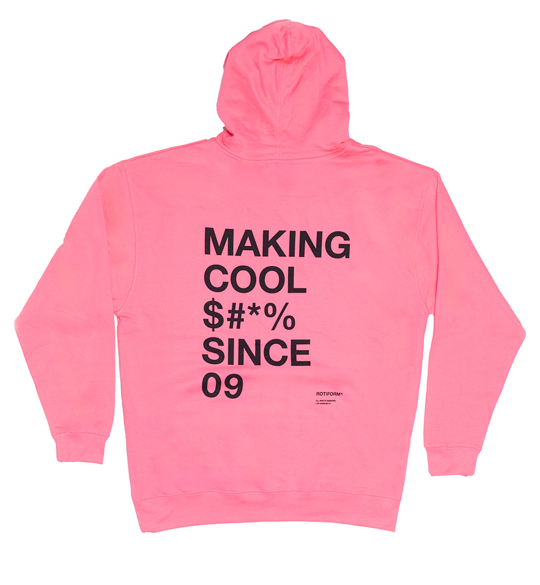 Black hoodie with "MAKING COOL $#*&" text design by Rotiform, featuring a stylish and casual look.