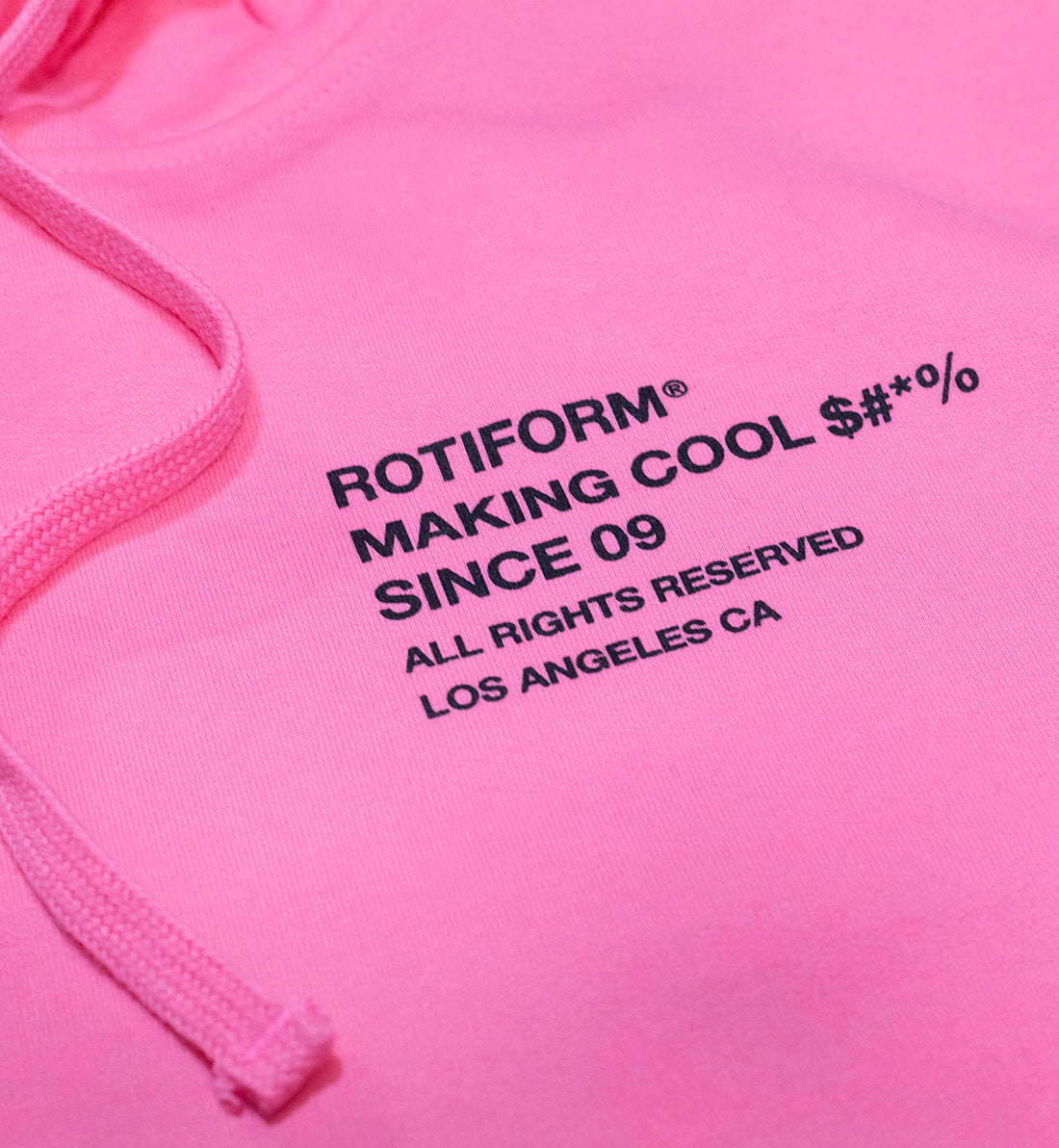 Black hoodie featuring "MAKING COOL $#*&" slogan in bold white text from Rotiform, displayed on a gray background.