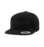 Rotiform STAPLE black snapback hat with stylish logo embroidery on the front.