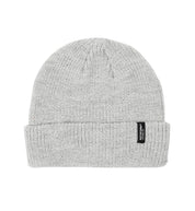 Rotiform Clip Label Beanie in gray with embroidered logo on the front.