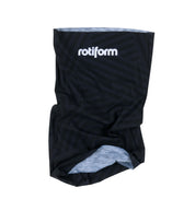 Rotiform STAPLE Neck Gaitor in black, featuring a stylish design, made from soft, stretchy material, ideal for warmth and comfort in cold weather.
